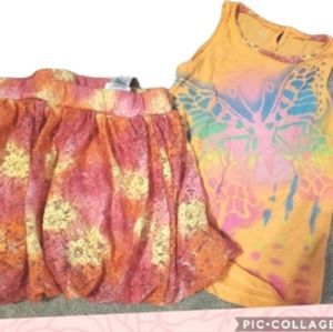 Piper 10/12 skirt set ombre lace overlay butterfly tank